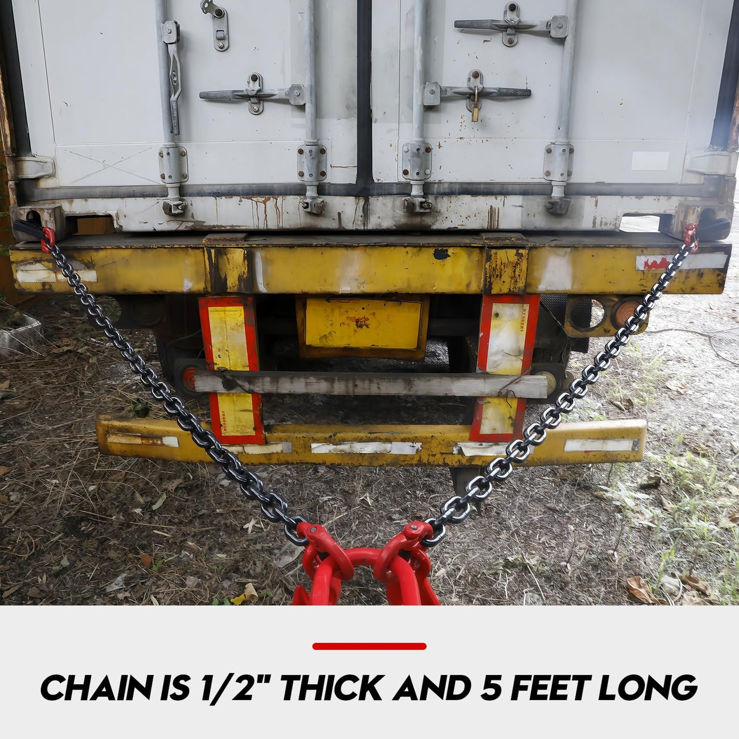 Shipping Container Loading Chain (1/2" x 5'), Container Chain Bridle Hooks G80 with V-Chain, Suitable for Cargo, Warehousing and Handling