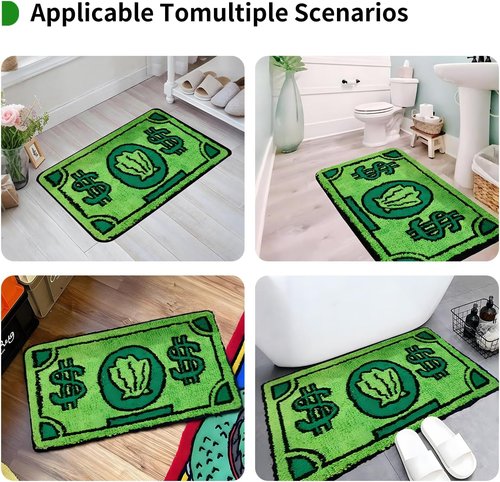 Cute Money Rug - Non-Slip, Machine Washable Cartoon Design | Ideal for Bedroom, Bathroom & Playroom (35.5" x 23.6")