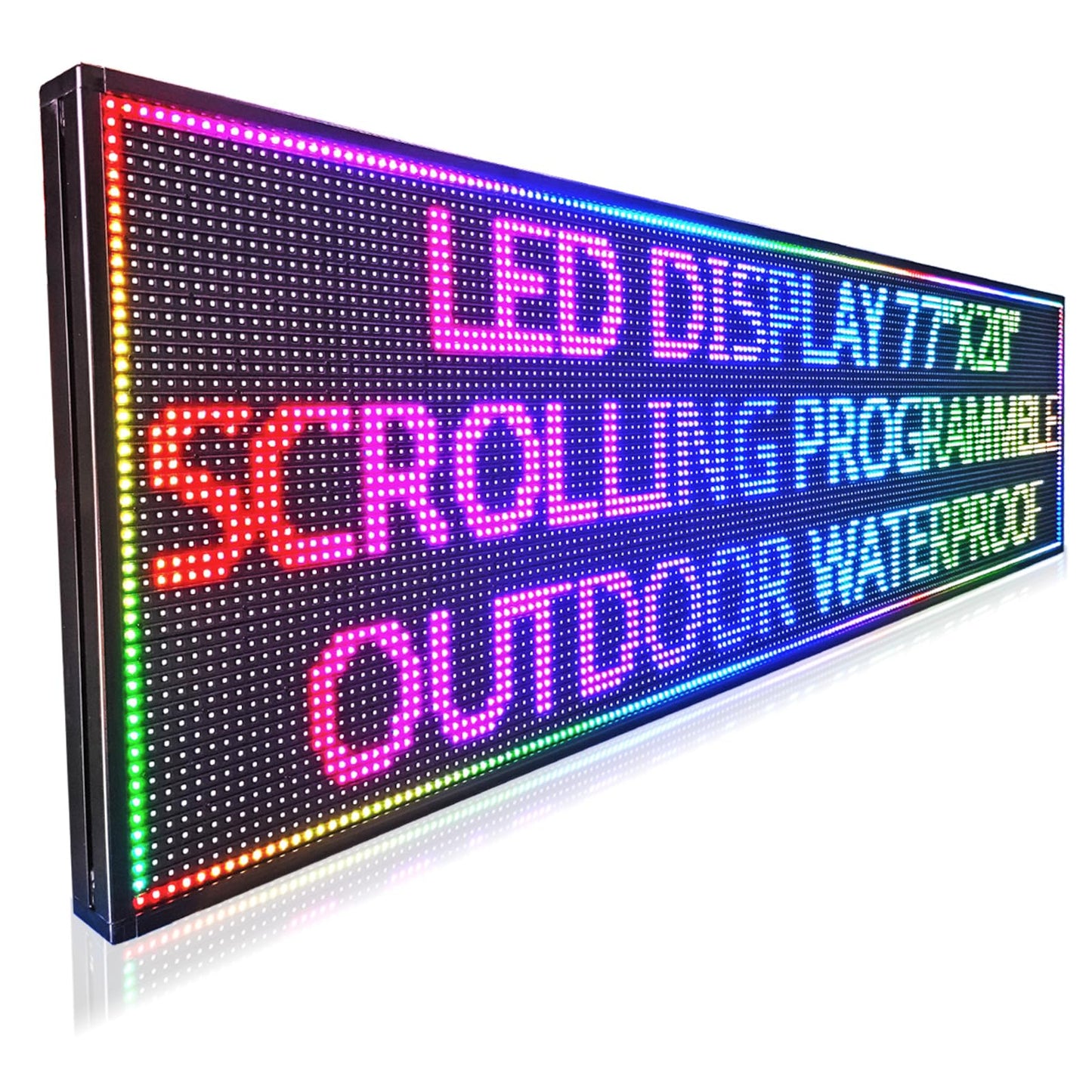 HS Programmable Scrolling Led Sign, Digital Signs Outdoor Waterproof ,Electronic Message Display Board ,Open neon Signs, Full Color High Brightness Big P10 77’’x20’’for Business Store Advertisement Public, APP control