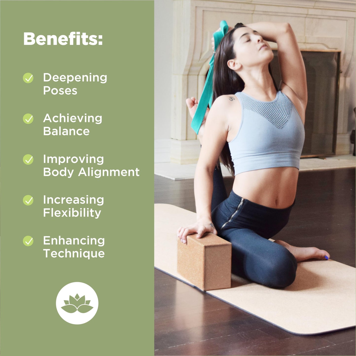 Bean Products Yoga Blocks - 2 Pack, Cork, Standard - 3x6x9 For Yoga, Pilates, Fitness, Body weight exercise.
