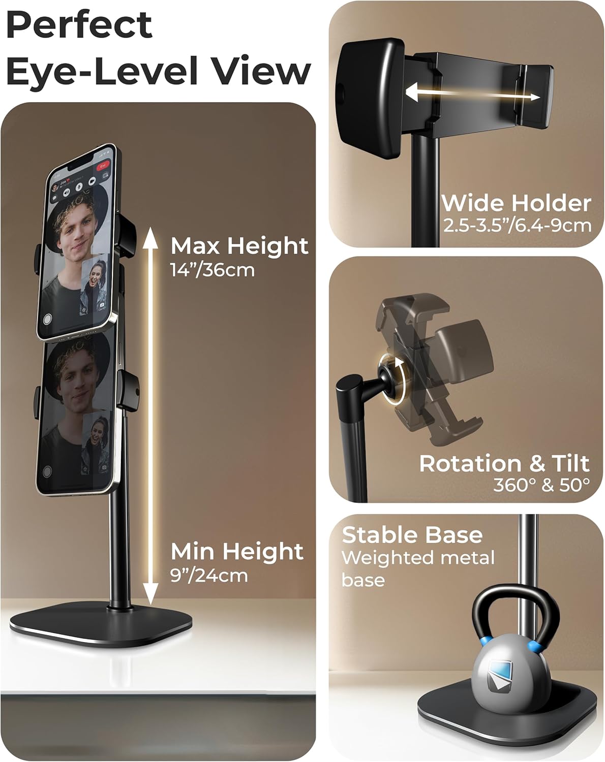 COOPER Pack], 2-Pack) ChatStand, [Gift Family Adjustable Cell Phone Stand for Desk, Phone Stand for Recording, iPhone