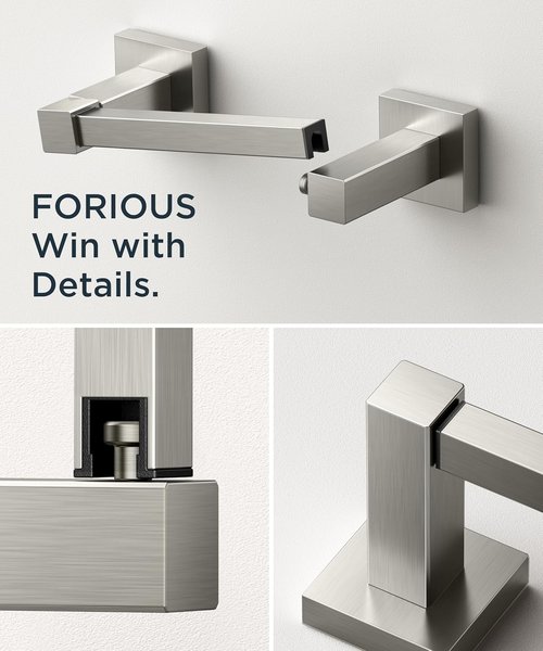 FORIOUS Toilet Paper Holder - Rustproof Stainless Steel Double Post Pivoting Design | Brushed Nickel Finish