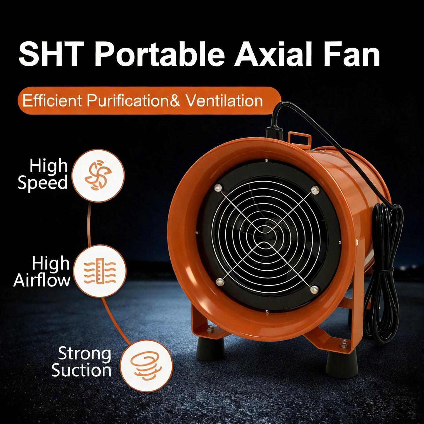 Hakazeni 6" Portable Multi-Purpose Blower,35W High-Velocity Axial Flow Exhaust Fan with EC Motor, Adjustable Airflow to 437CFM, Comes with 12" Duct Hose, Perfect for Home Ventilation and Exhaust.