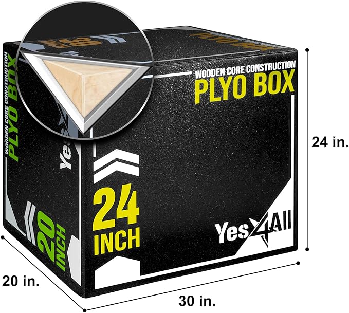 Yes4All 3-in-1 Soft-Padded Plyo Box With Wooden Core, Non-Slip Multi-Use Cushioned Plyometric Jump Box with Vinyl Cover for Jumping, Conditioning, Strength Training