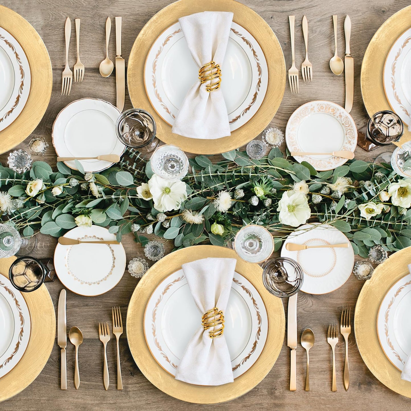 MAONAME Foil Gold Charger Plates Set of 12, 13" Plate Chargers for Dinner Plate, Plastic Round Chargers for Table Setting, Wedding Bulk