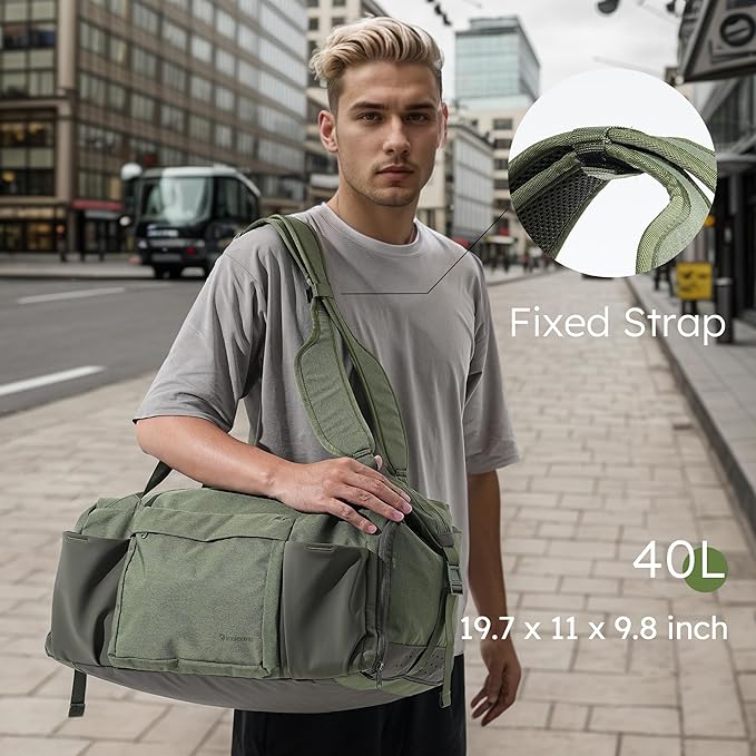 Gym Bag for Men with Shoes Compartment and Wet Pocket Convertible Duffle Bag and Gym Backpack Waterproof Sports Bags for Men with 2 Bottle Holders Weekender Overnight Bag-Dark Green