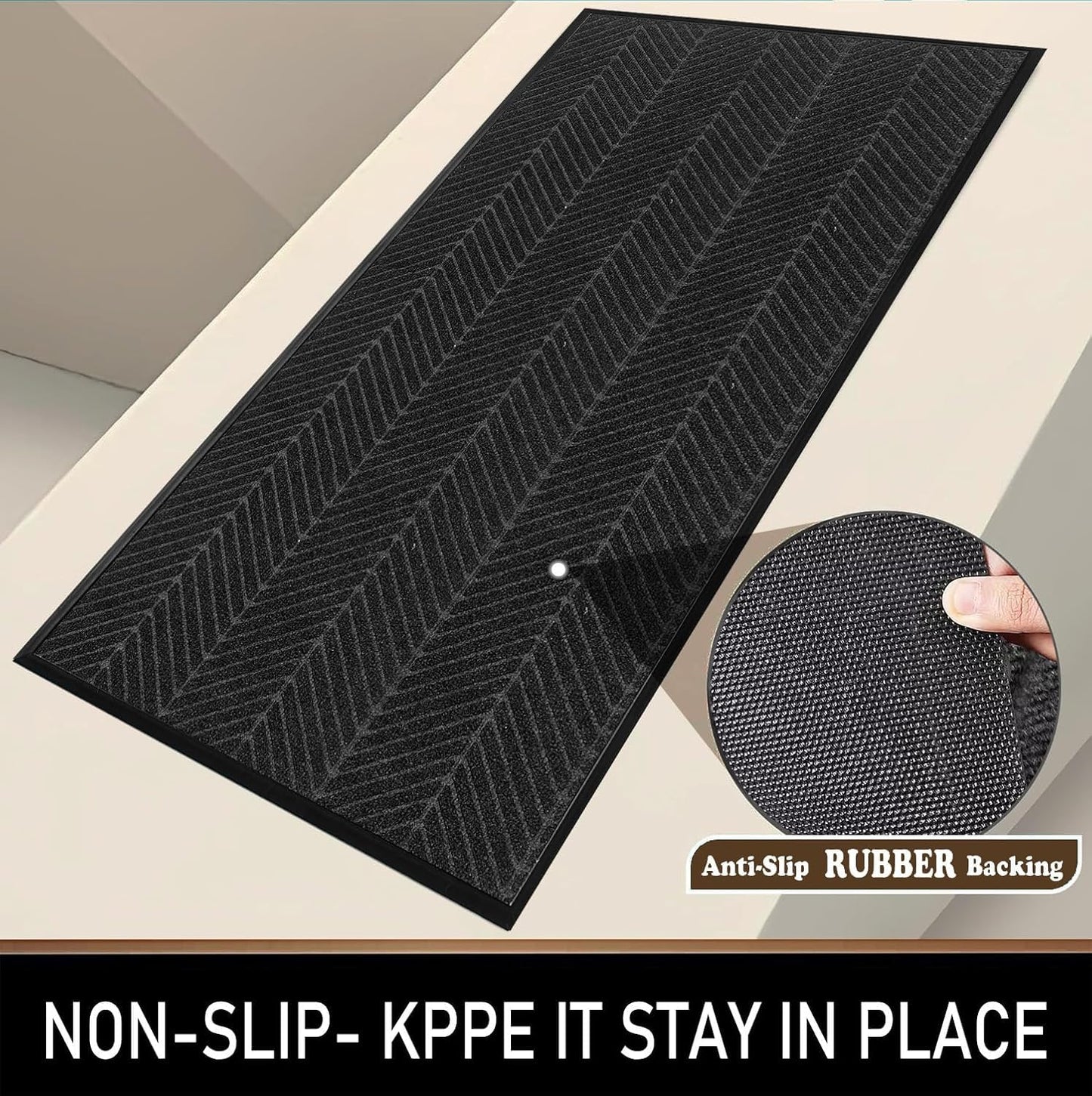 Front Door Mat,4'x8' Commercial Floor Mat Indoor Outdoor Entrance, Heavy Duty Welcome Mat, Rubber Backing Non Slip Doormat for Entryway, Large Entry Rug for Home Office Business Areas