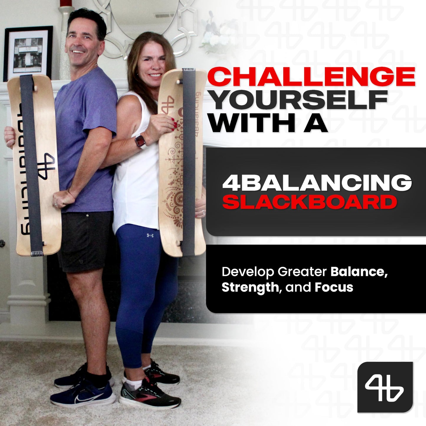 4Balancing Balance Trainer for Adults - Slackboard Standing Desk Balance Board and Home Workout Equipment, Balancing Trainer for Yoga, Strength, Coordination, Concentration - Blue