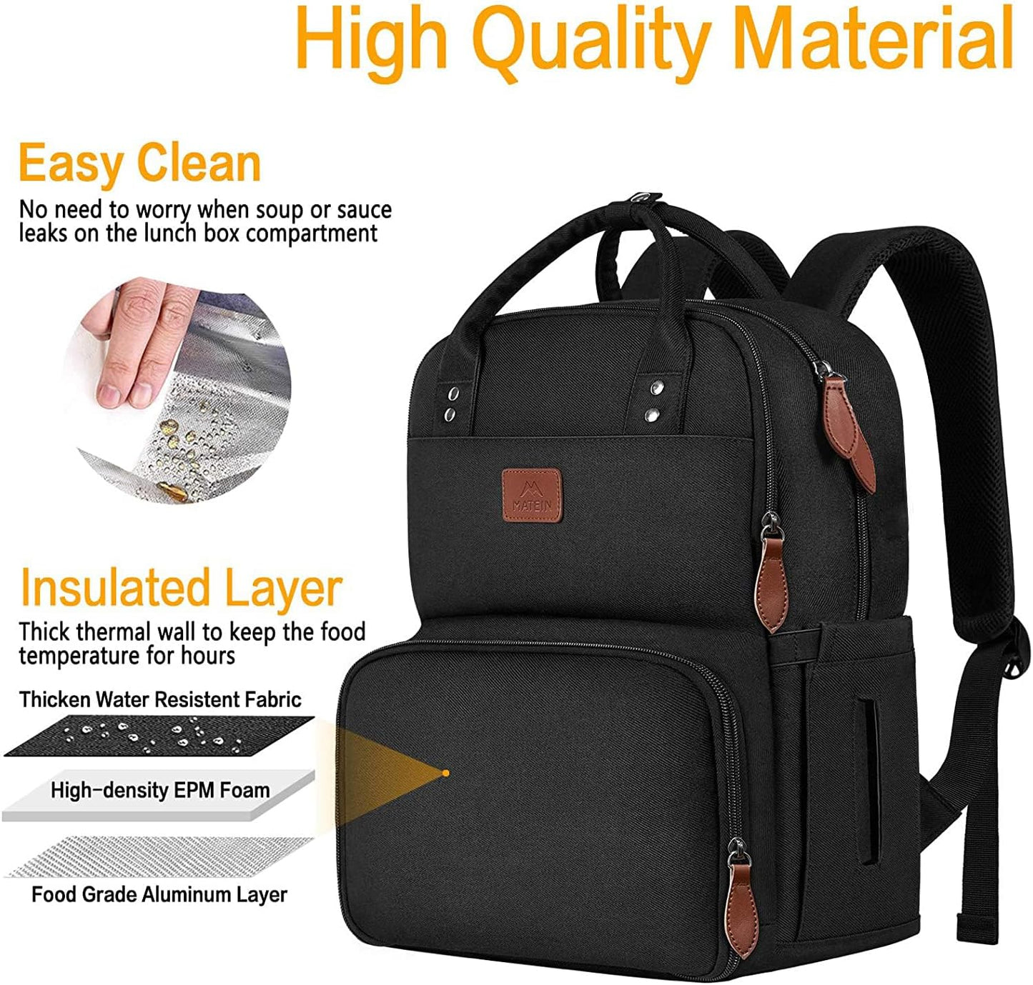 Backpack Backpacks 15.6 Inch Backpack MATEIN Work for Women, Insulated Cooler with Lunch Box, Laptop with Lunch