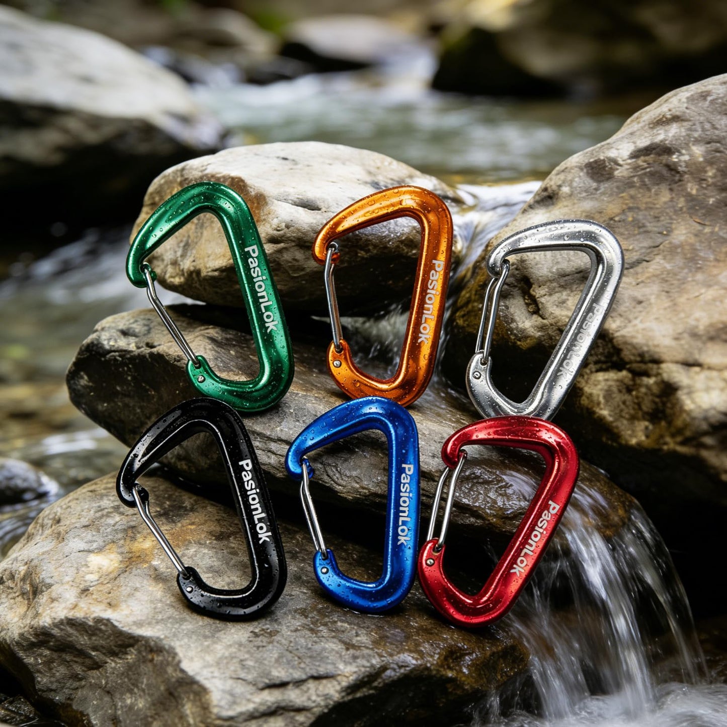 PasionLok Carabiner Clips Heavy Duty 12KN, 2 Pack Aluminum Carabiner Keychain, Small D Ring Hook for Hammock Camping Essentials, Backpack Key Ring Clip, Dog Leash, Multi Color