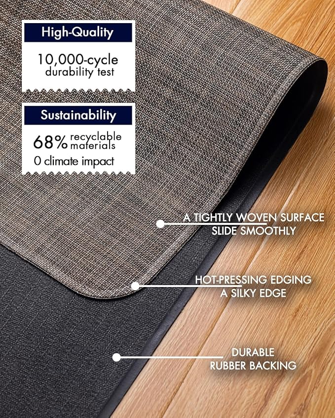 Baroyal Office Chair Mat for Hardwood Floor Under Desk Computer Rolling Chair Mat for Wood/Tile Floor Non-Slip Heavy Duty Desk Rug PVC Plastic Hard Floor Protector 48" x 60" (Dark Walnut)