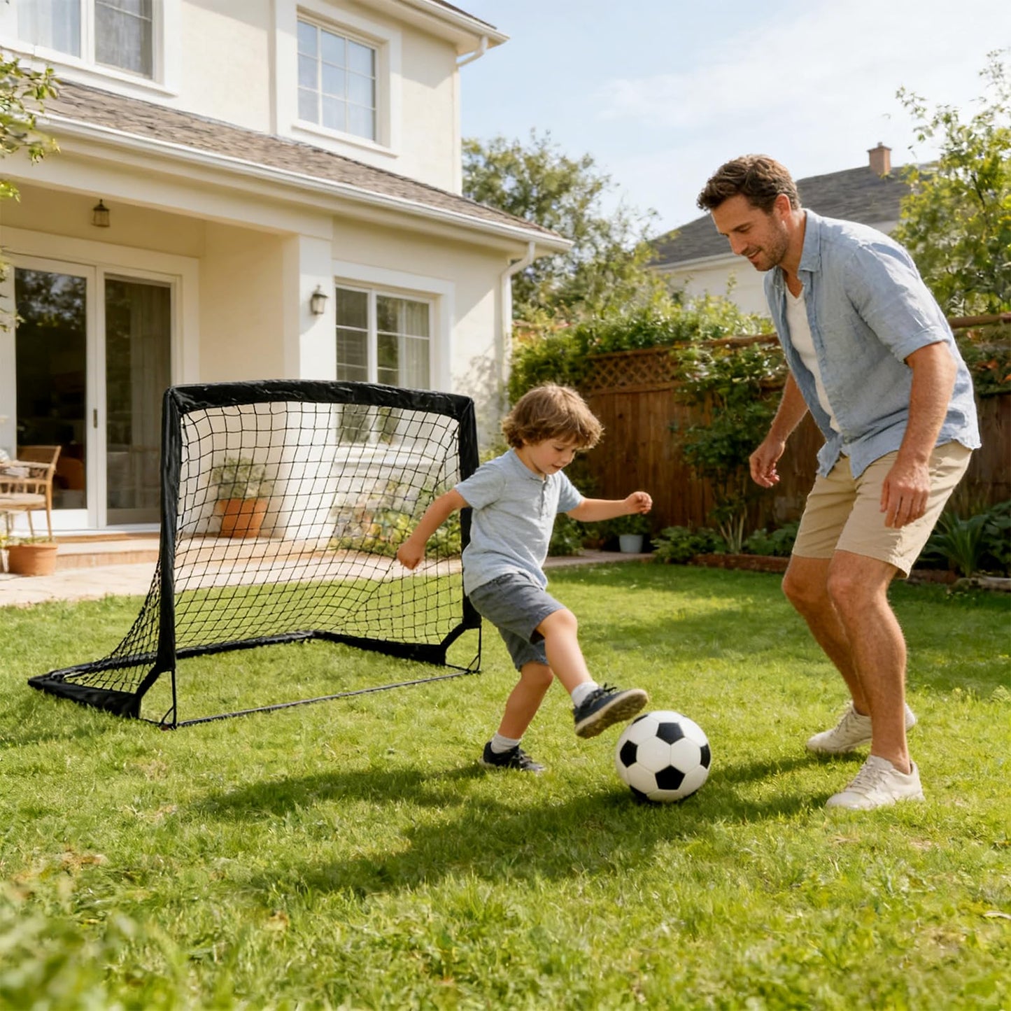 1 Pack 4’ x 3’ Portable Soccer Goals for Backyard, Indoor & Outdoor Pop Up Soccer Goals, Black