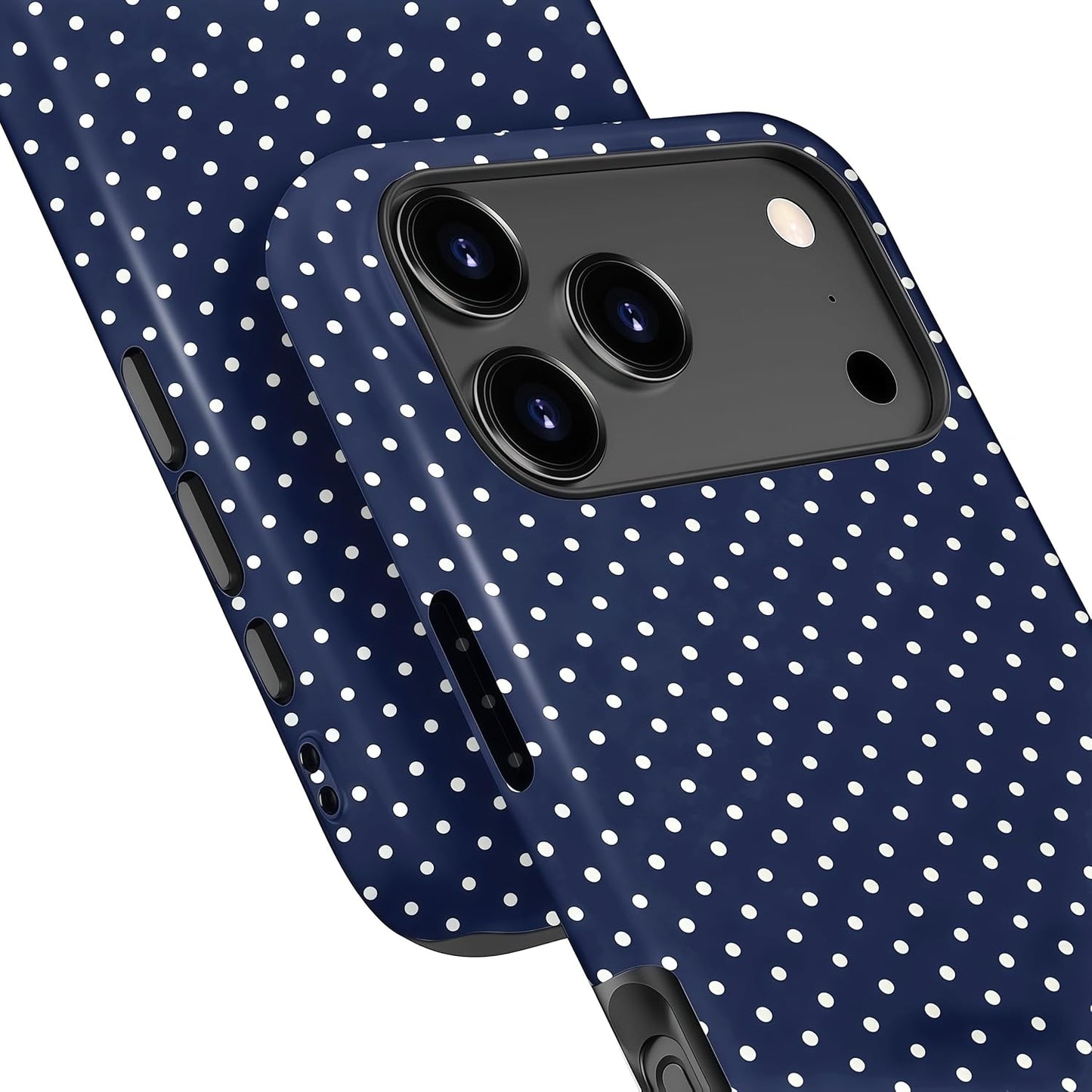 Aleviker 17 2-Layer Case for iPhone Pro Max, Glossy Hybrid Hard Shell, Aesthetic Scratch Resistant Cover, Navy Blue