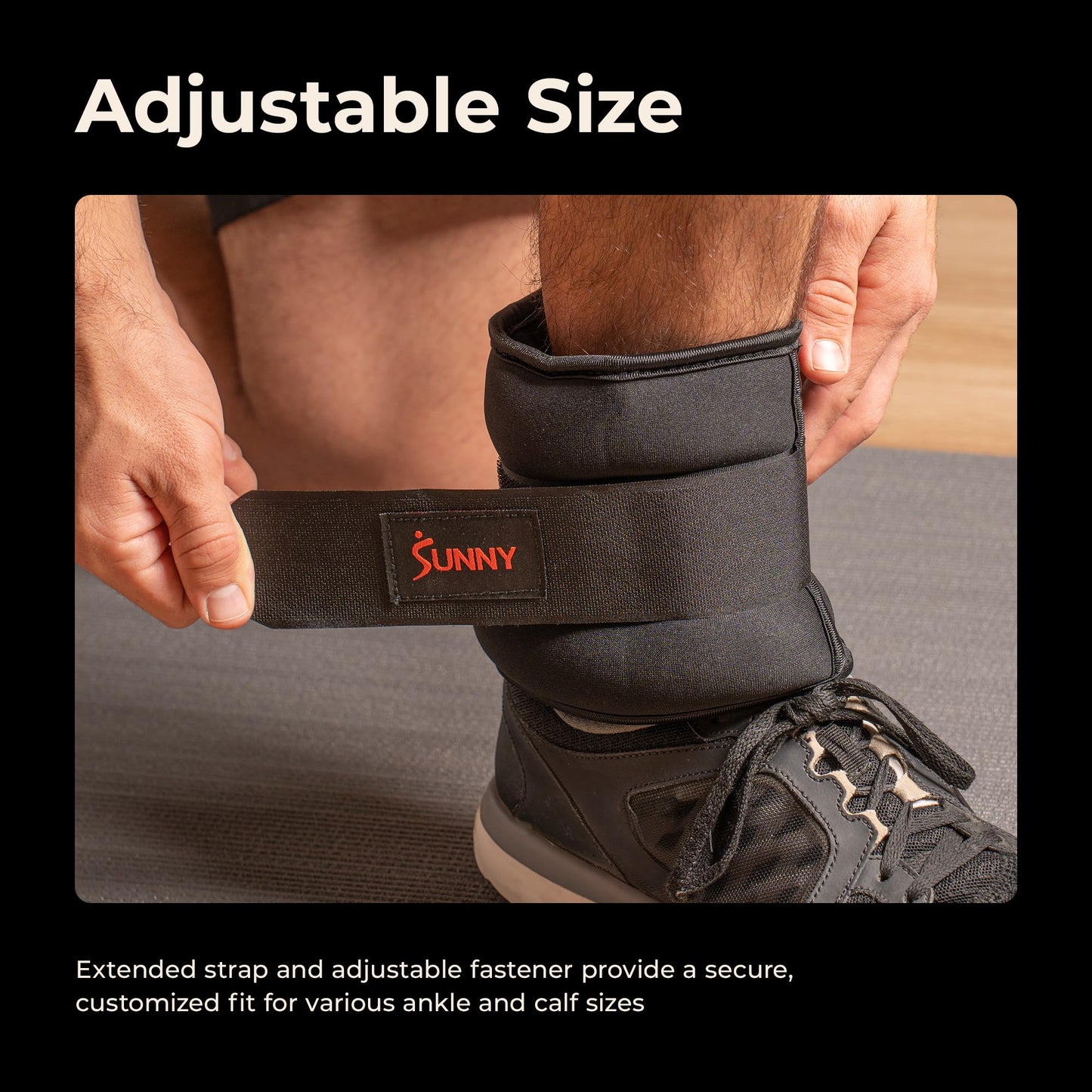 Sunny Health & Fitness Ankle Weights for Women, Men & Kids – Adjustable 1–5 lb Pair | Wrist, Arm & Leg Weights for Walking, Pilates, Yoga & Cardio