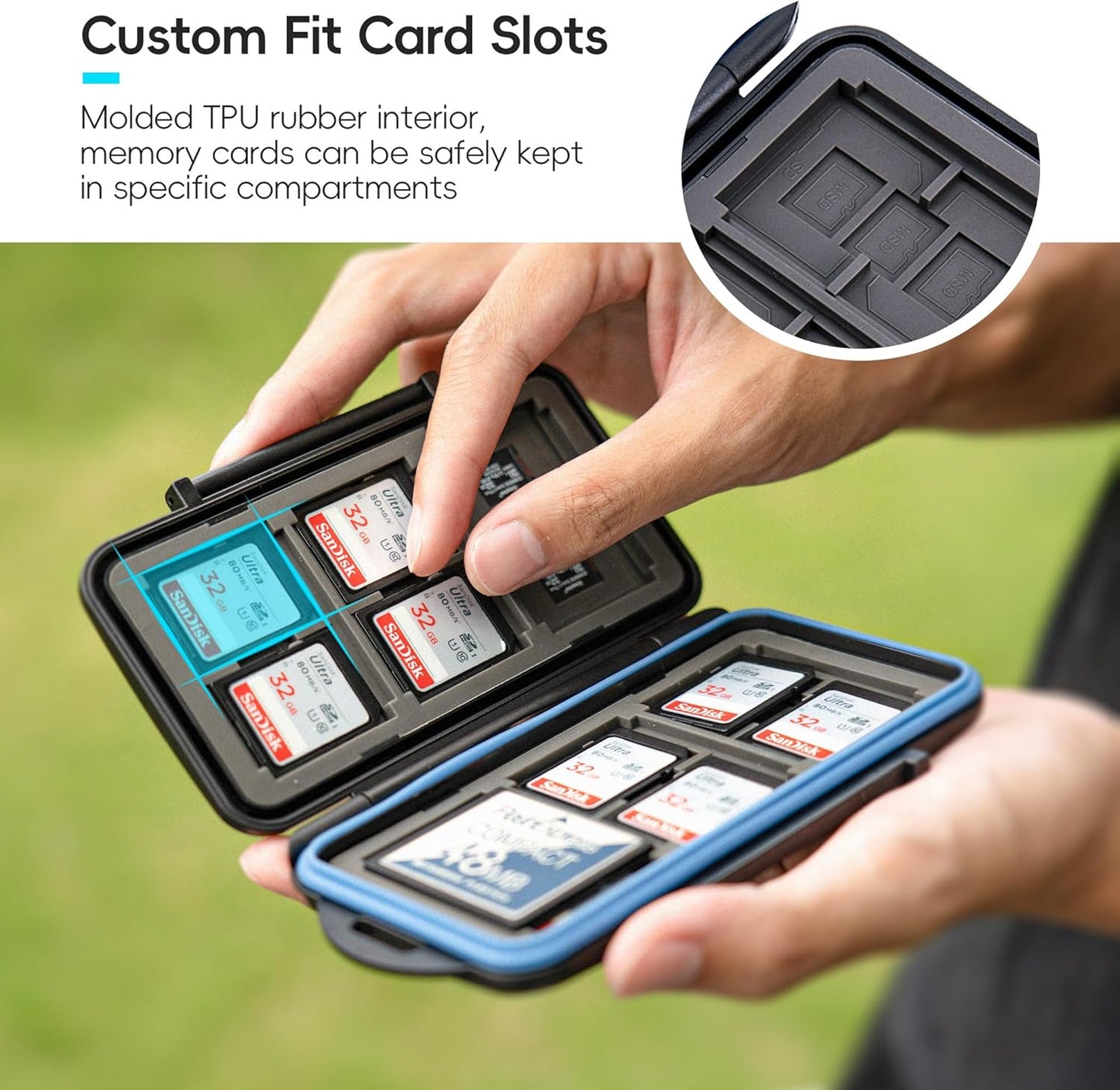 JJC 6 12 18 Memory Card Case for Cfast Compact Flash Cards, SD Cards & Micro SD Cards, Water-Resistant SD CF Card