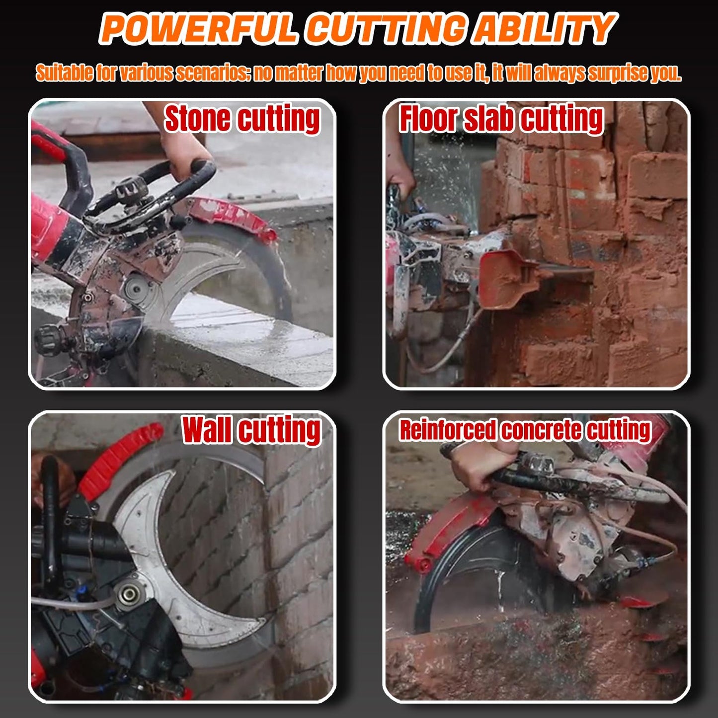 16" Concrete Ring Saw, 9500W Toroidal Electric Concrete Saw Cutting Machine, Wet Cutting System, Max Cutting Depth 11.8" Electric Ring Cutter For Brick, Concrete, Marble And Rebar(9500W)