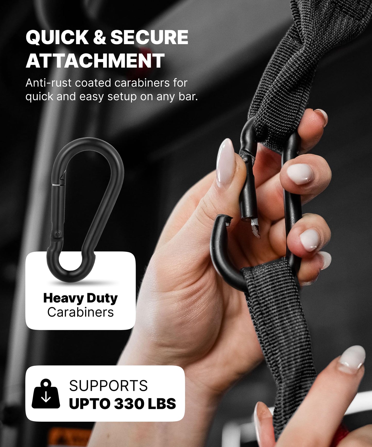 DMoose Fitness Hanging Ab Straps for Pull Up Bar & Core Strength Training - Soft Padded Exercise Straps for Ab Swing & Leg Raises, Hang Bar Strap with 2 Steel Carabiners - Abs Equipment for Home & Gym