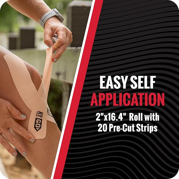 RockTape Go Gentle Adhesive Pre-Cut Kinesiology Tape (Black)