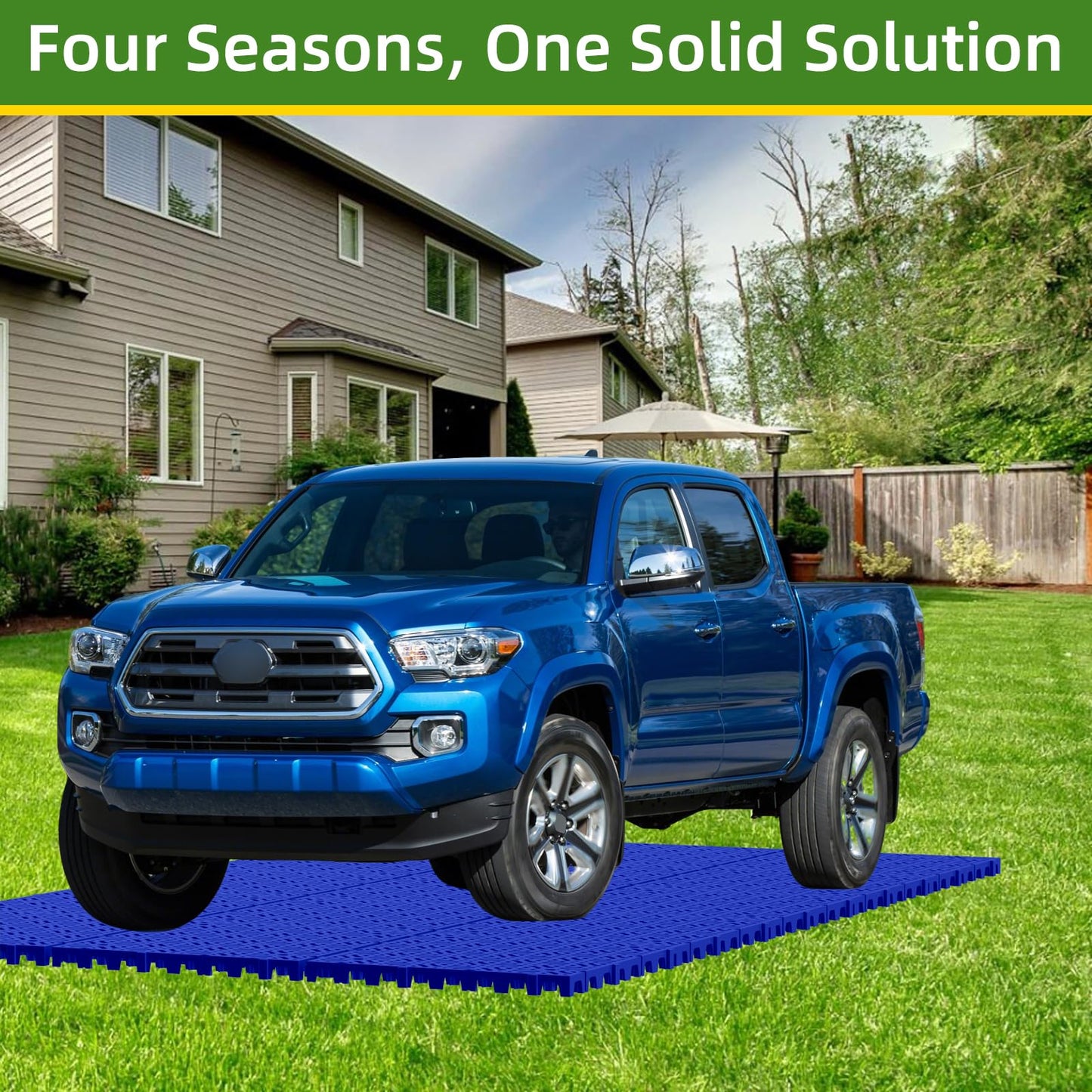 10 Pcs 15.7" x 15.7" Heavy Duty Ground Protection Mats, Interlocking Non-Slip Floor Mat, Heavyweight Gravel Grid Drive on Lawn, 6613 lb Load Permeable Paver for Parking, Outdoor Event Flooring, Blue