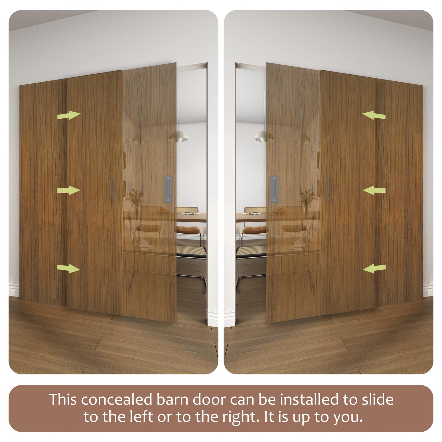 JUBEST 30"x84" Concealed Sliding Barn Door with Soft Close Hardware Kit, Brown Hidden Door for Opening 26"-28"x80", Waterproof and Modern, Smooth Sliding, for Interior Using, Widely Used