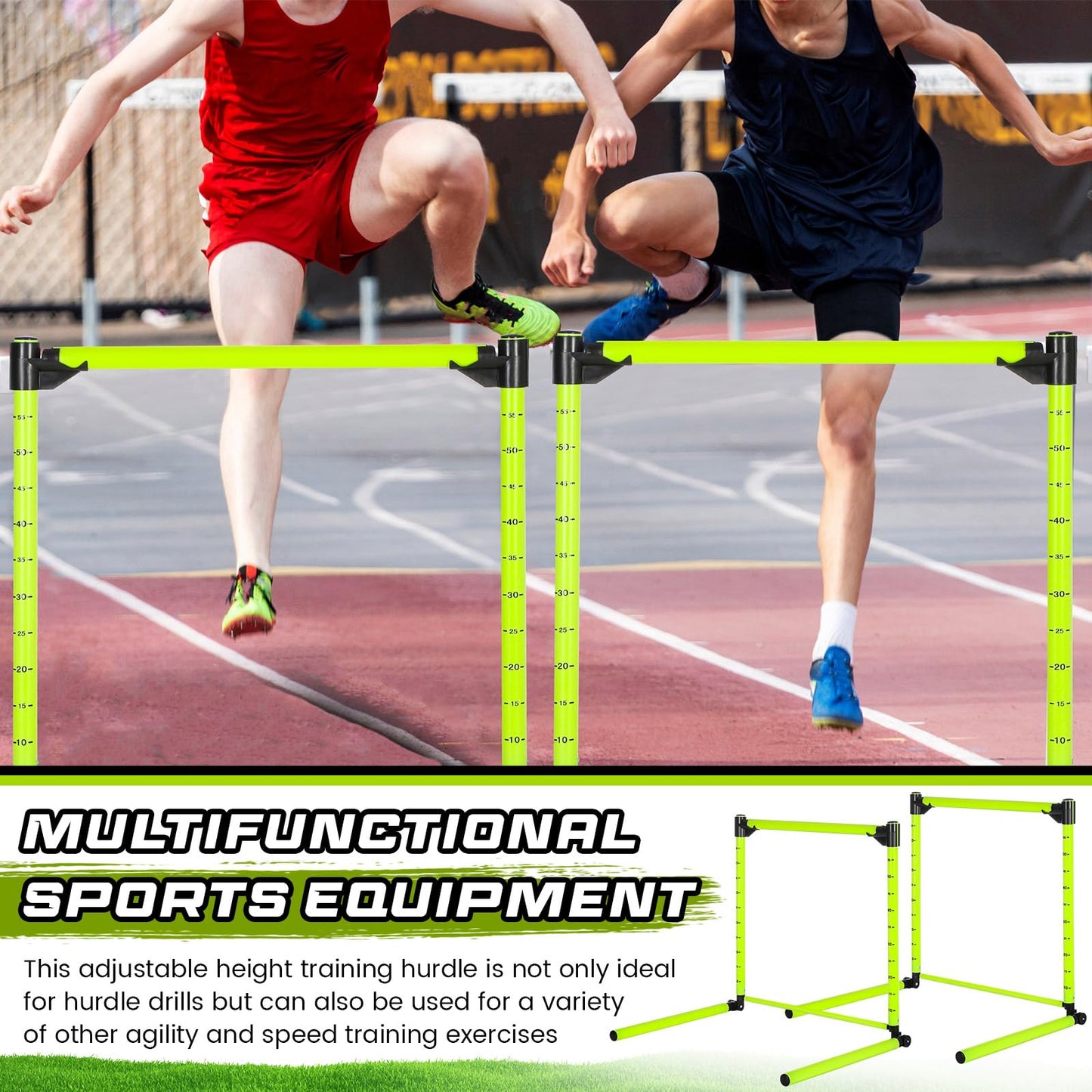 Gemscream 2 Pcs Adjustable Height Training Hurdle 23. 62'' Detachable Hurdles Track and Field Equipment Agility Speed Training Equipment with Scale for Soccer Basketball Obstacle Courses Workout