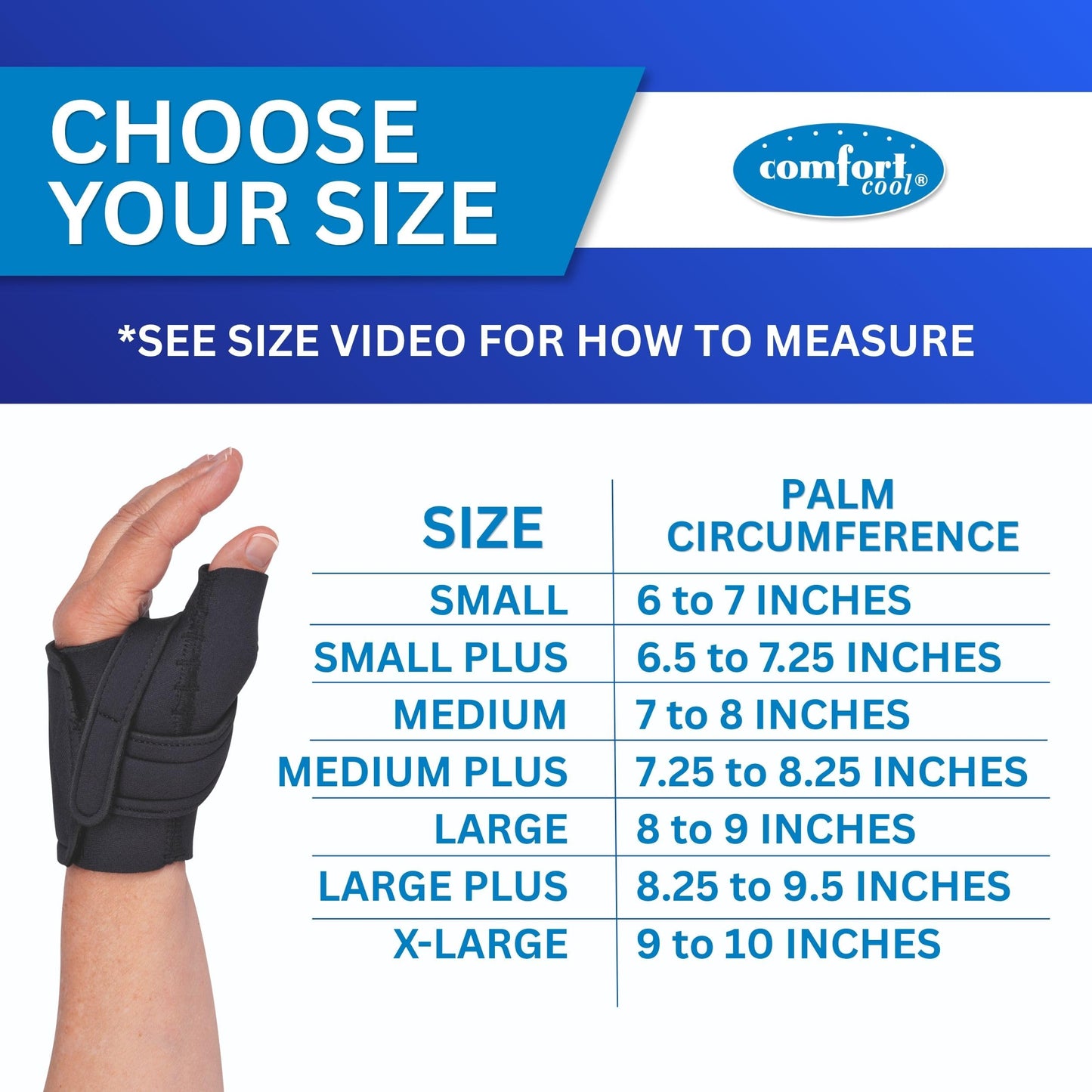 Comfort Cool CMC Thumb Brace – Restriction Splint for Arthritis & Tendinitis Relief | Breathable Neoprene with Supportive Thumb Strap - Black, Left Hand, Medium (7 to 8 inches) | NC79564