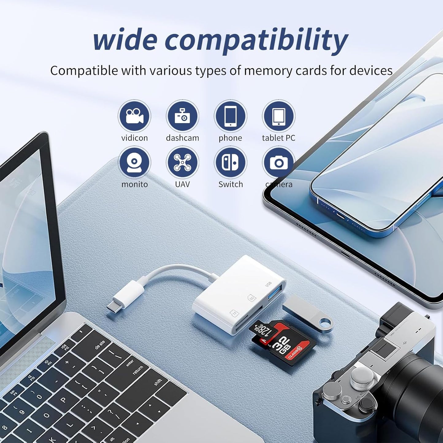 ROKO 17 16 15/iPad/Mac/Laptop3 1 SD Card Reader,Micro SD Card Reader for iPhone in sd Card Reader with Dual Slots & USB