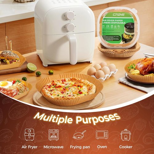 **Air Fryer Liners | 150 Pcs Unbleached Parchment Paper - Non-Stick & Waterproof for 5-8 QT Baskets**