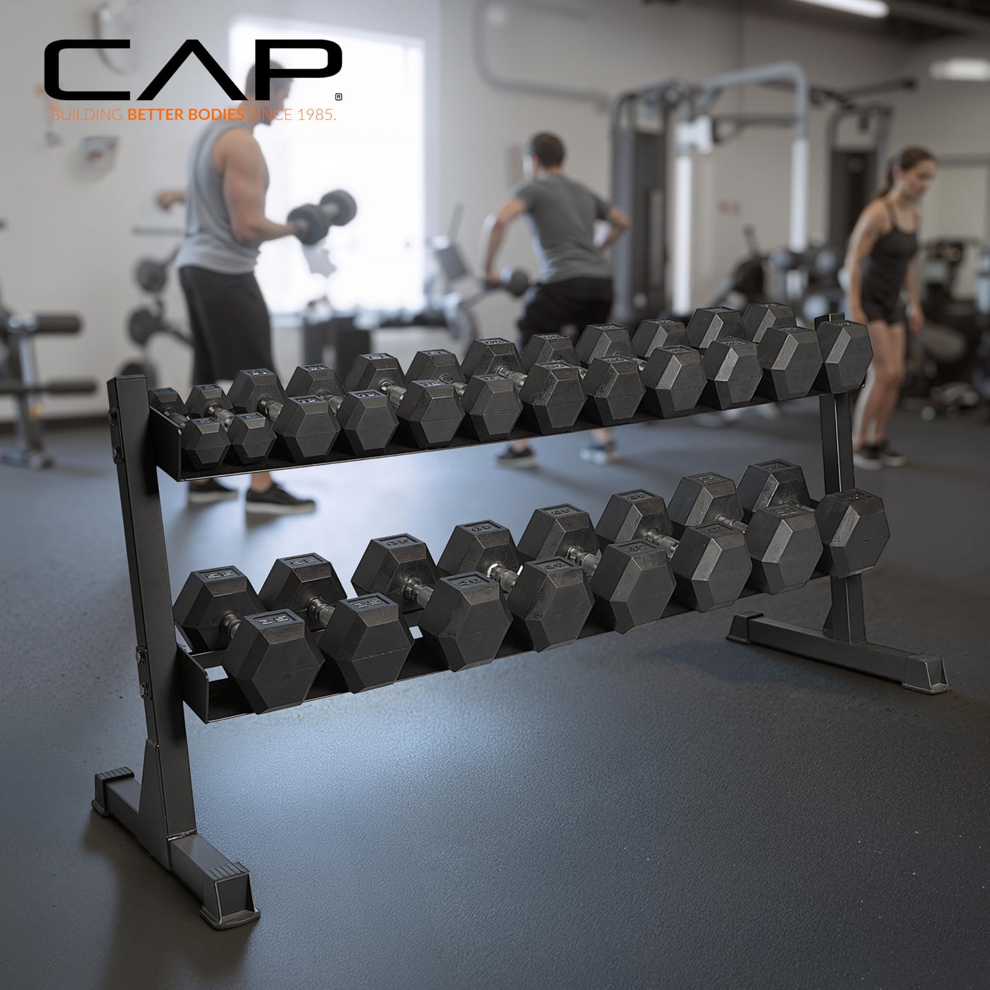 CAP 550 LB Dumbbell Set with 2-Tier Rack, Rubber Hex Weights Dumbbells Set, Home Gym Weight Set for Strength Training, Chrome Handle