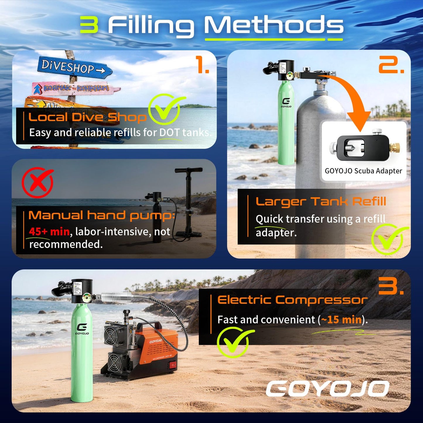 GOYOJO 0.5L Mini Scuba Tank and PCP Air Compressor