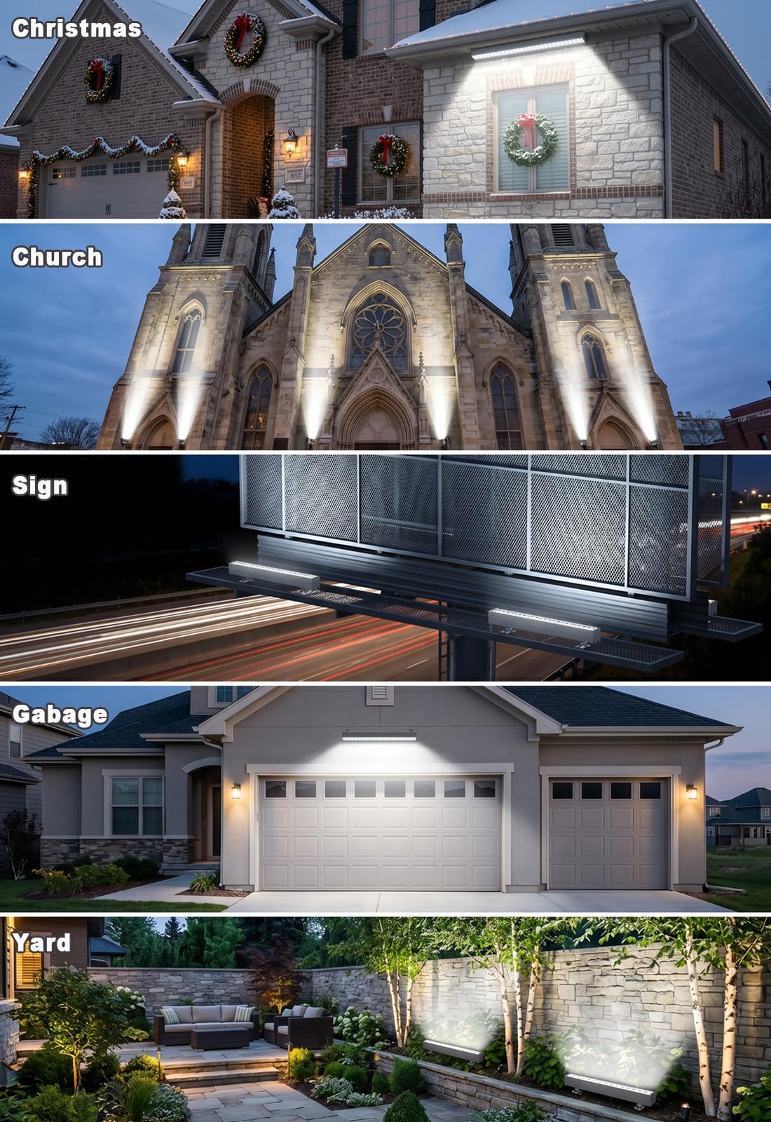 72W LED Wall Washer Lights- 40″ 8000LM 5000K Daylight White Linear Lights- IP65 Waterproof Outdoor Wall Washing Light- 120V Plug in LED Light Bar for Wall, Billboard, Commercial & Indoor Lighting