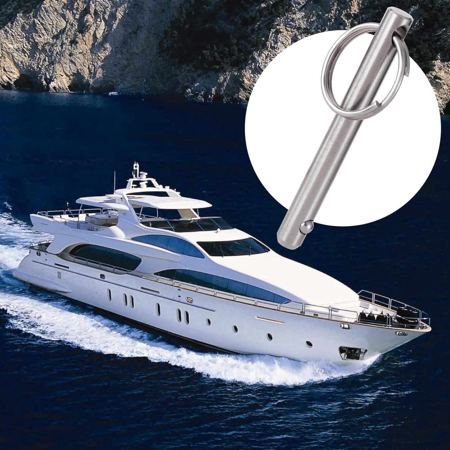 OIIKI 3 Pack Quick Release Pins, Fastener Diameter 5/16 inch(8mm) Usable Length: 2.42inch(61.5mm), Bimini Top Pin, Full 316 Stainless Steel Marine Hardware for Ship Outfitting/Shipbuilding