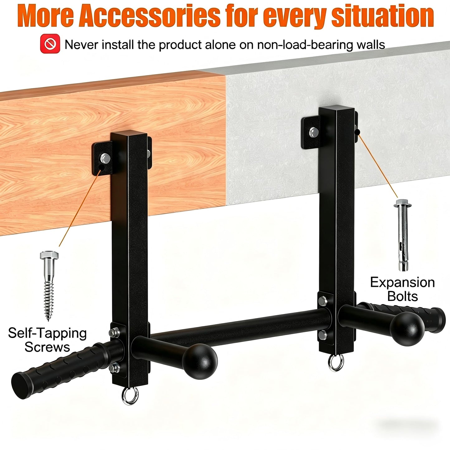 HWOOUSA Joist Mounted Pull Up Bar, 650lbs Heavy Duty Strength Training Pullup Bars, Multi-Grip Chin Up Bar for Home Gym, Garage & Basement Ceiling Beam Installation