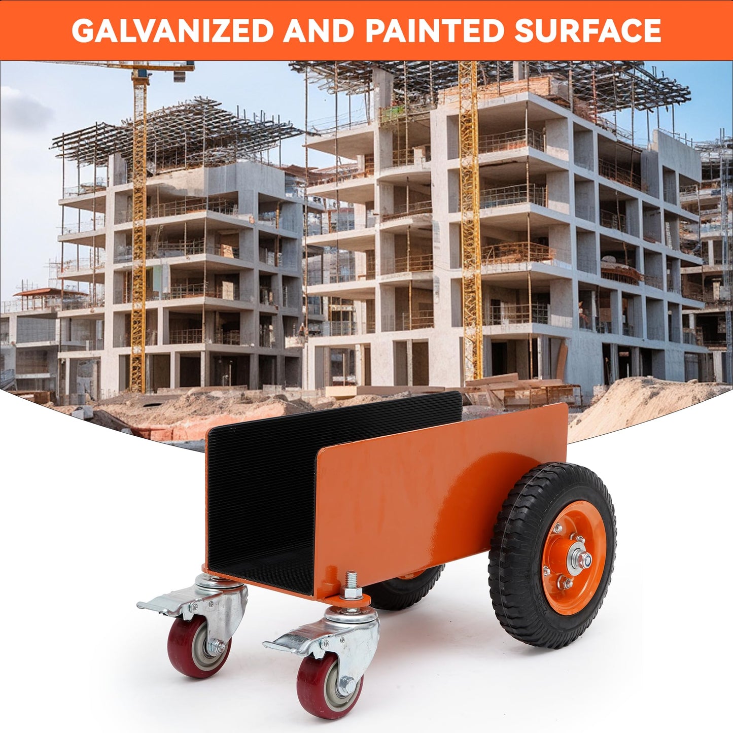 AIWFL Panel Dolly Heavy Duty Door Cart 1200LBS Capacity 4 Wheel Slab Dolly Drywall Mover with 8" Pneumatic Wheels Panel Cart for Drywall Sheet Material Handling All Terrain