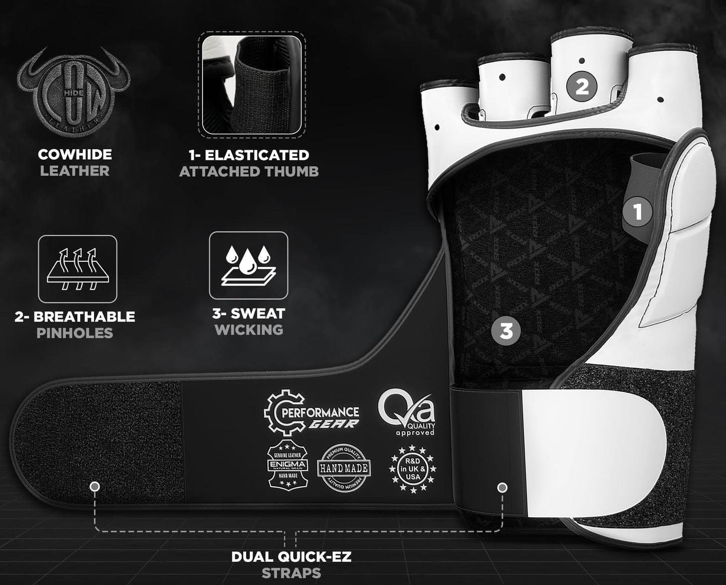 RDX MMA Gloves for Martial Arts Grappling Sparring Training, Cowhide Leather Open Palm, Long Wrist Strap Padded Mitts for Muay Thai, Punching Bag, Speedball Workout Kickboxing Cage Fighting