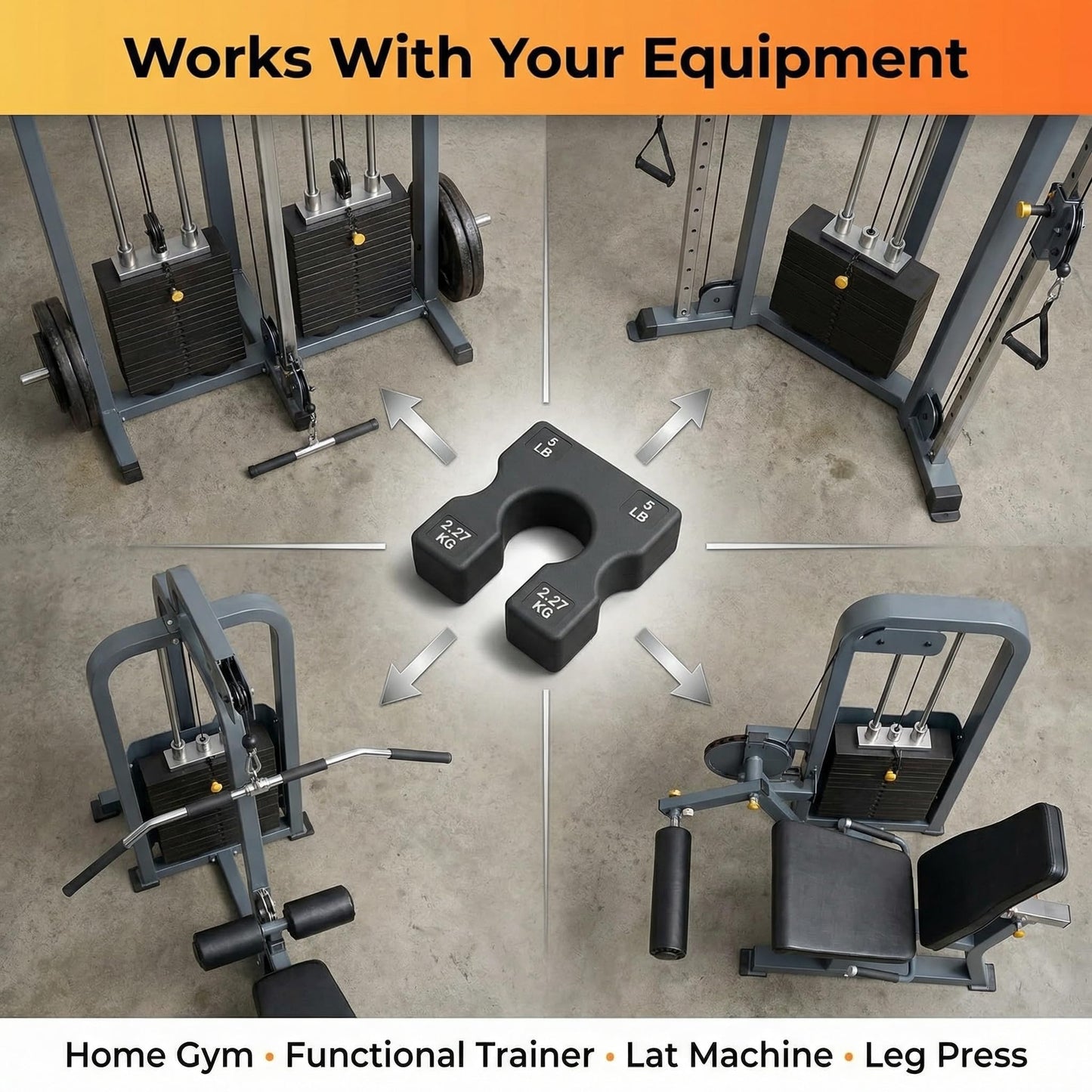 2.5 lb Weight Stack Add On – 2.5 Pound Weight Stack Adapter Plate for Home Gym & Exercise Machines, Add Resistance to Weight Stack, Incremental Weight Adjustments for Improved Strength Training Results