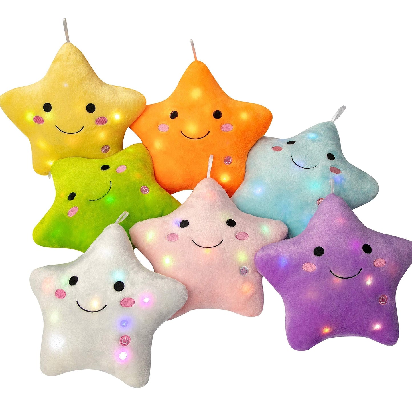 DearSun 13.8" Light Up Twinkle Star Pillow, LED Star Plush Pillow with Colorful Night Lights, Soft Glowing Stuffed Star Toy Cute Throw Pillow for Kids, Birthday Gift, Bedroom, Nursery(Yellow)