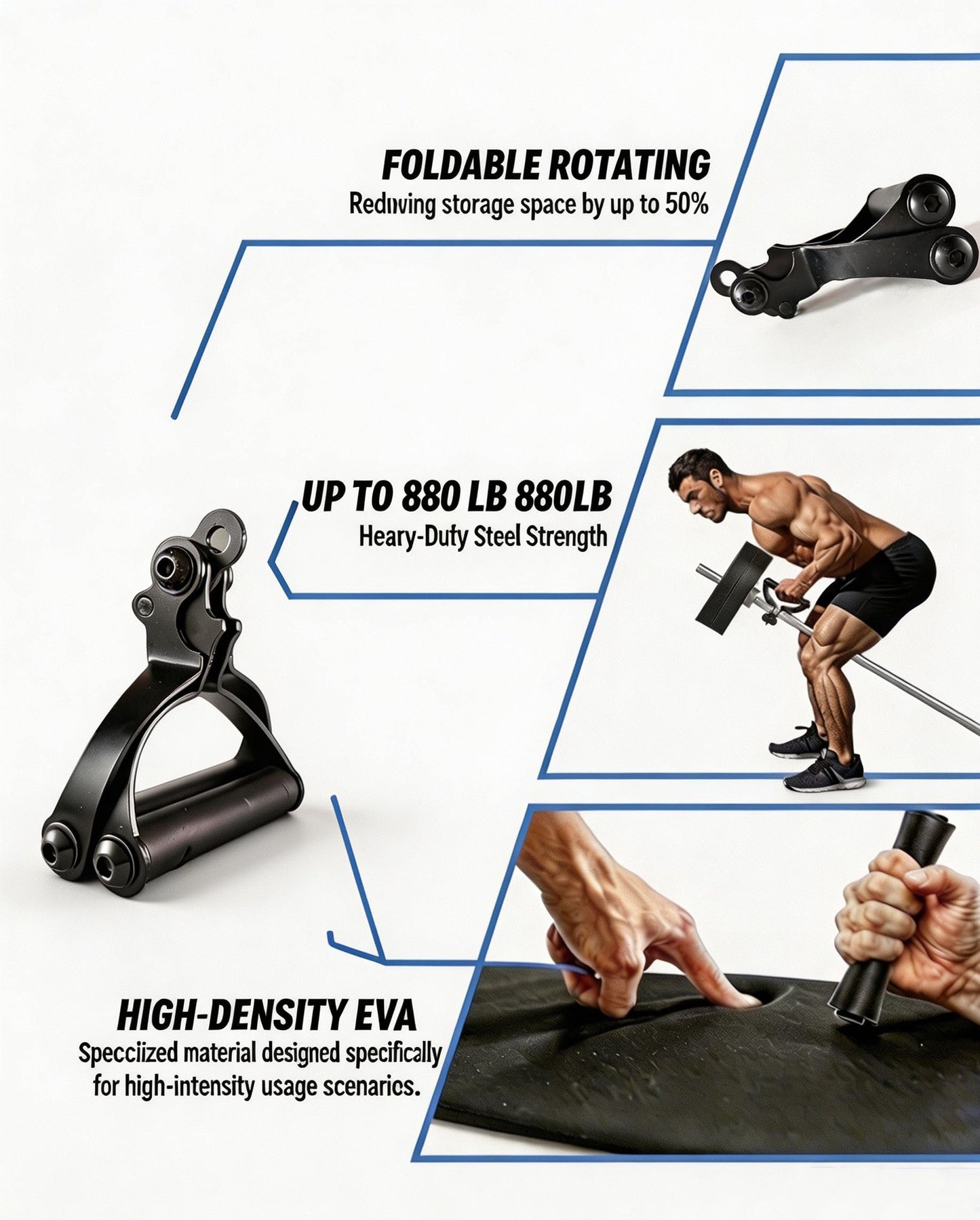 HAFOWAH Adjustable T Bar Row Attachment Non-Slip V Bar Attachment for Home Gym Equipment, Double D Row Handle Cable Attachments for Gym, Olympic Strength Training Bars, Back, Arm, Shoulder Training