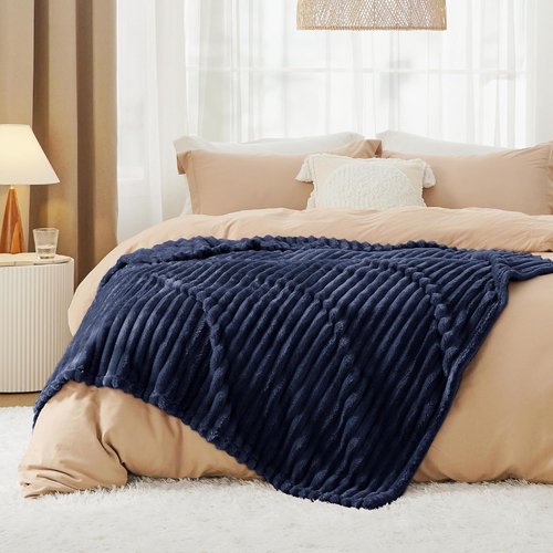 Bedsure GentleSoft Navy Blue Fleece Blanket - Cozy, Soft Throw for Couch | 50x60 Inches