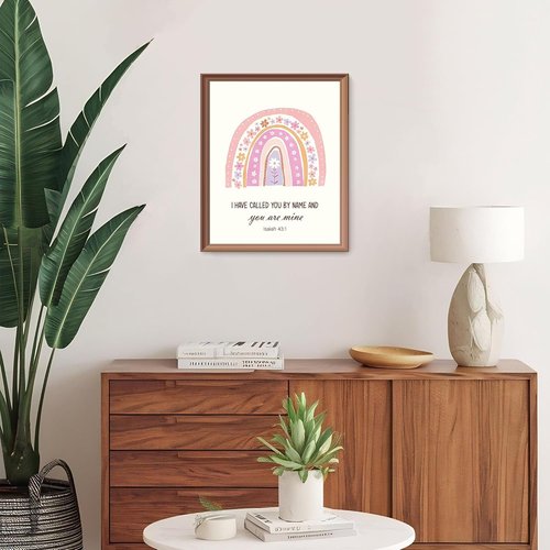 LARTSFRO Kids Bible Wall Art - Inspirational Pink Flower Prints for Nursery | Set of 4 Unframed 10x8 Inch Decor