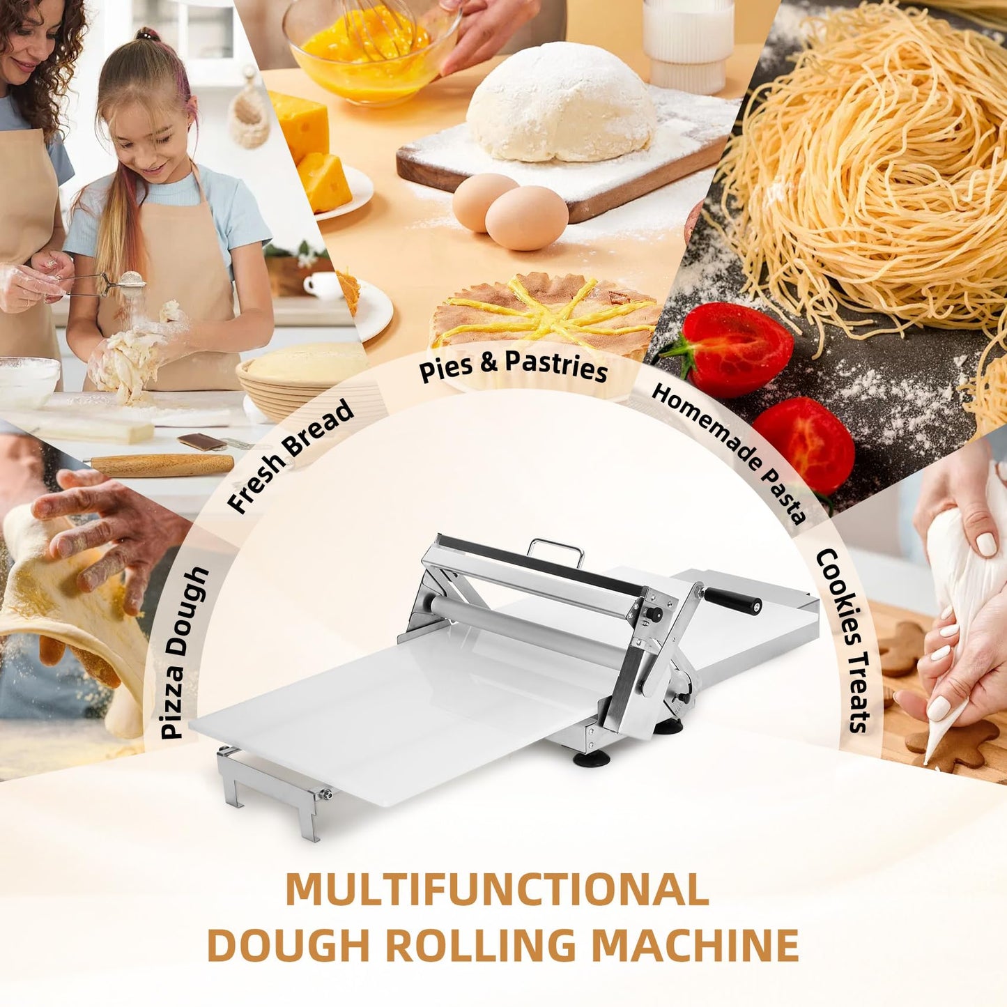 Folding Dough Sheeter (15.8"), Countertop Dough Sheeter (Upgrade15.8" Folding Dough Sheeter)