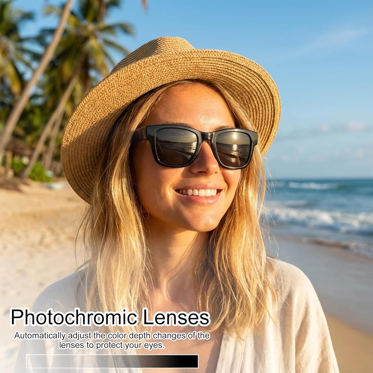 XOOMEER 160+Languages AI Smart Glasses with Color-Change Lenses Bluetooth Glasses for Men Women with Translation Voice