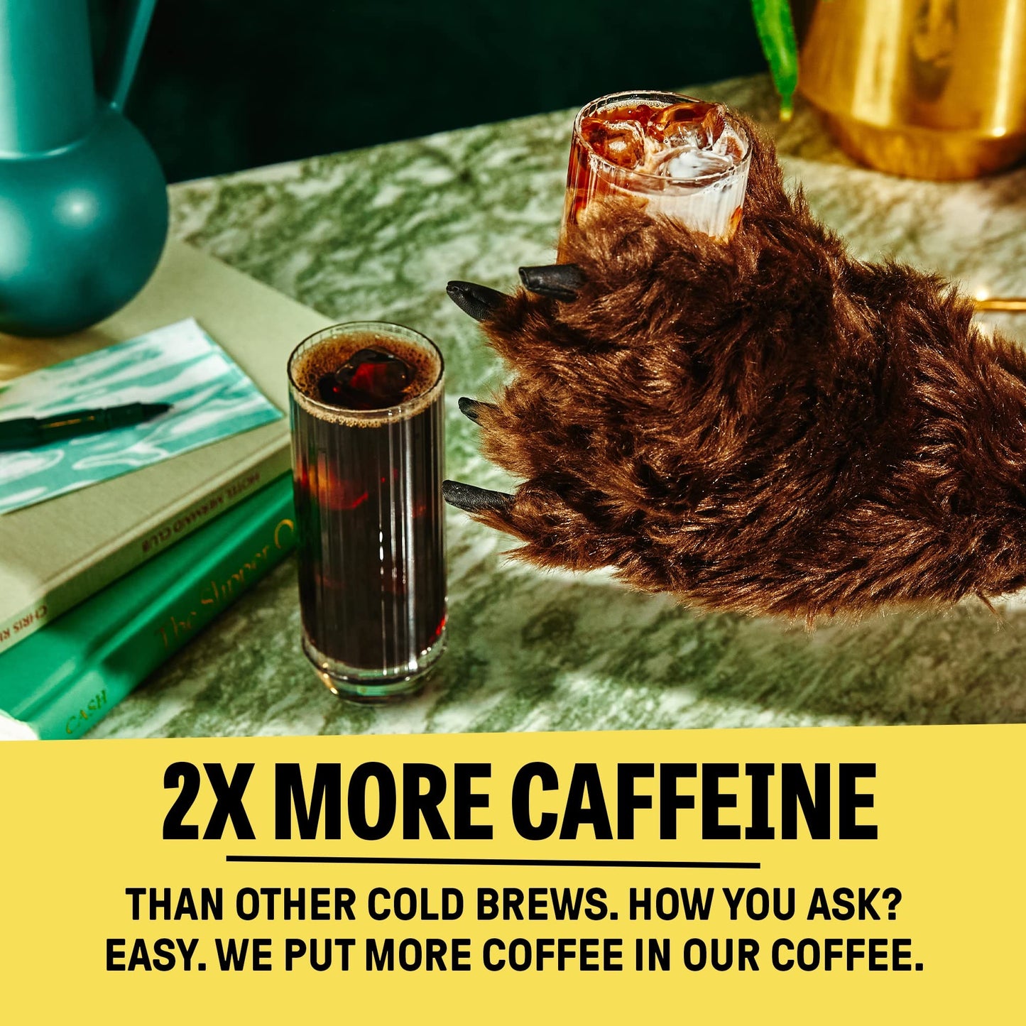Wandering Bear Straight Black Organic Cold Brew Coffee On Tap, Iced Coffee Drink - Extra Strong, Bold, Smooth, No Sugar Added, Shelf-Stable, Ready to Drink & Vegan, 100% Organic - 128 fl oz (1 gallon)