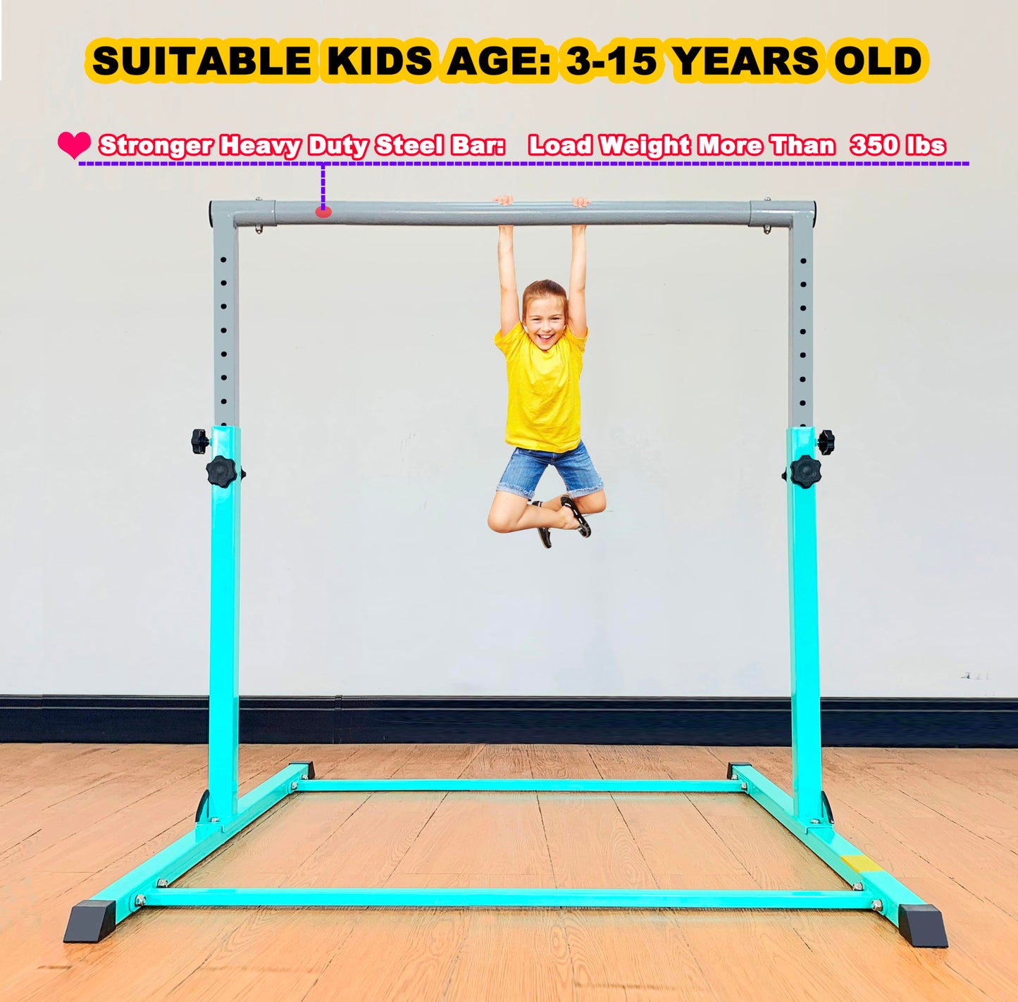 MARFULA Gymnastic Bar for Kids Gymnastic Kip Bar Horizontal Bar Teal Bar Gymnastic Training Equipment for Kids 3-15 Years Home and Club Use
