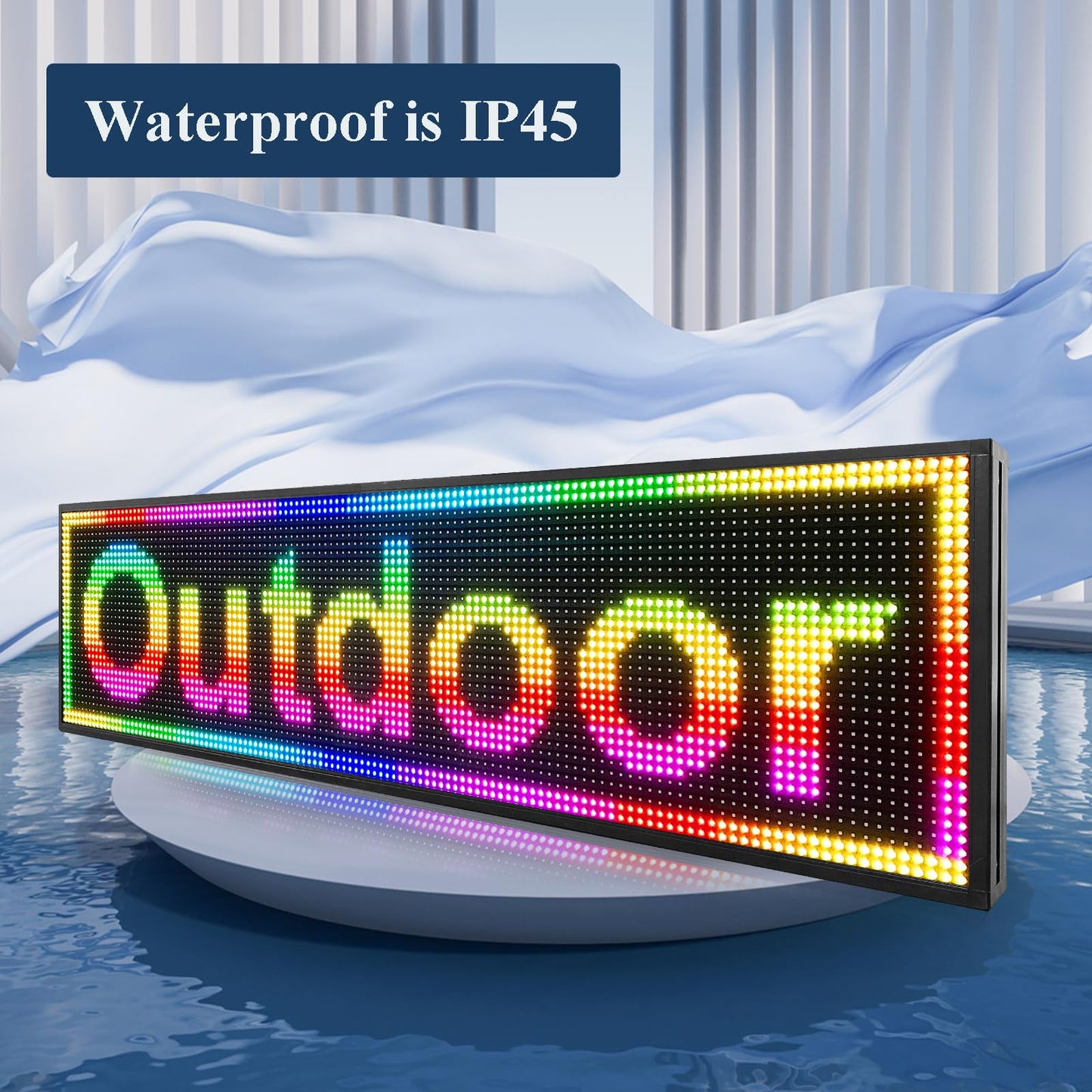 IFHSHYH P10 Outdoor Led Sign 52”x14” RGB Full Color WiFi Programmable Bright LED Scrolling Message Display Board, Perfect Solution for Advertising