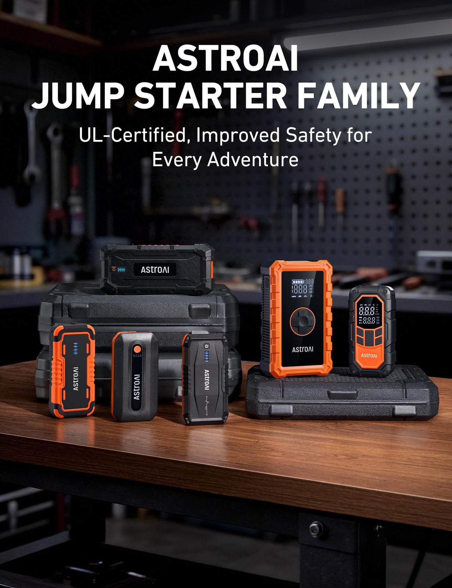 AstroAI S8 Car Battery Jump Starter, Car Jumper Starter Battery Pack for Up to 6.0L Gas & 3.0L Diesel Engines, 12V Portable Jump Box with 3 Modes Flashlight and Jumper Cable (Orange)