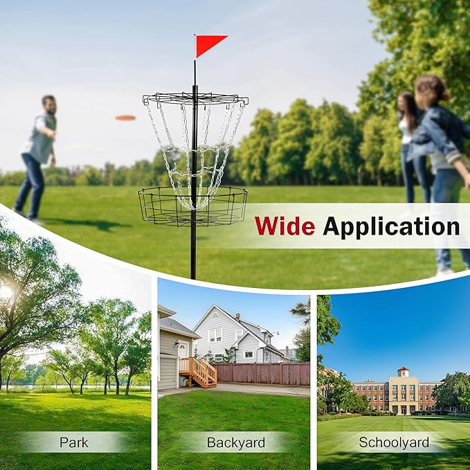 Disc Golf Targets, 12 Chains Portable Disc Golf Baskets, Metal Flying Disc Golf Practice Goal Baskets