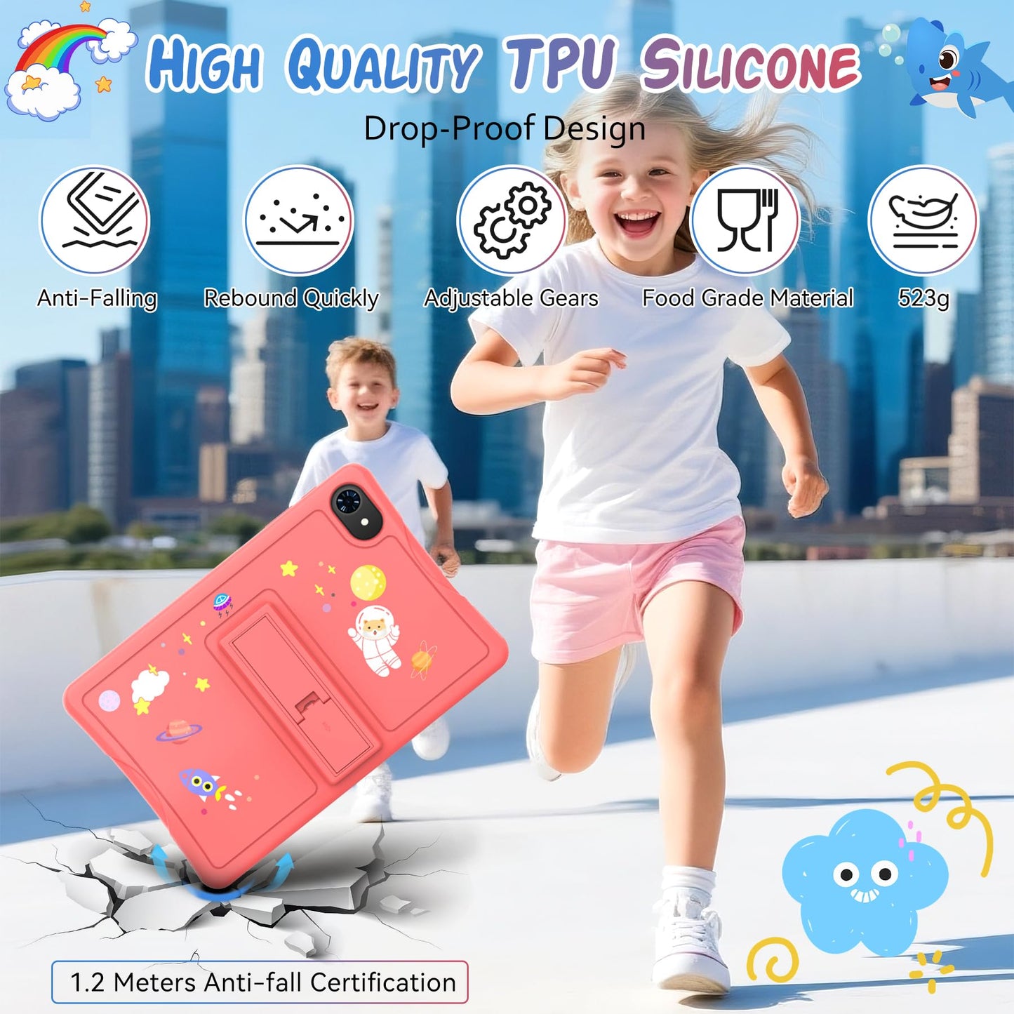 2026 Upgraded TABWEE Kids Tablet 10 Inch, Latest Android 15 Tablet for Kids Ages 6-12, 12GB RAM 64GB ROM (Expandable 2TB), HD Eye-Care Display, Parental Control, WiFi, Kid-Proof Case & Stylus Included
