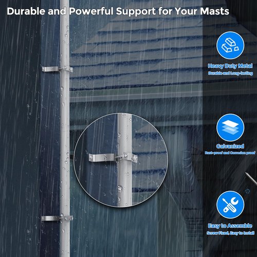 2 PACK Wall Mount Pair for TV Antenna Mast Brackets,Heavy Duty 3" Antenna Wall Mount bracket for Weather Station and Amateur Antenna,Antenna Mast Mount Bracket,Adjustable Antenna Mast Mount Up to 2.5”