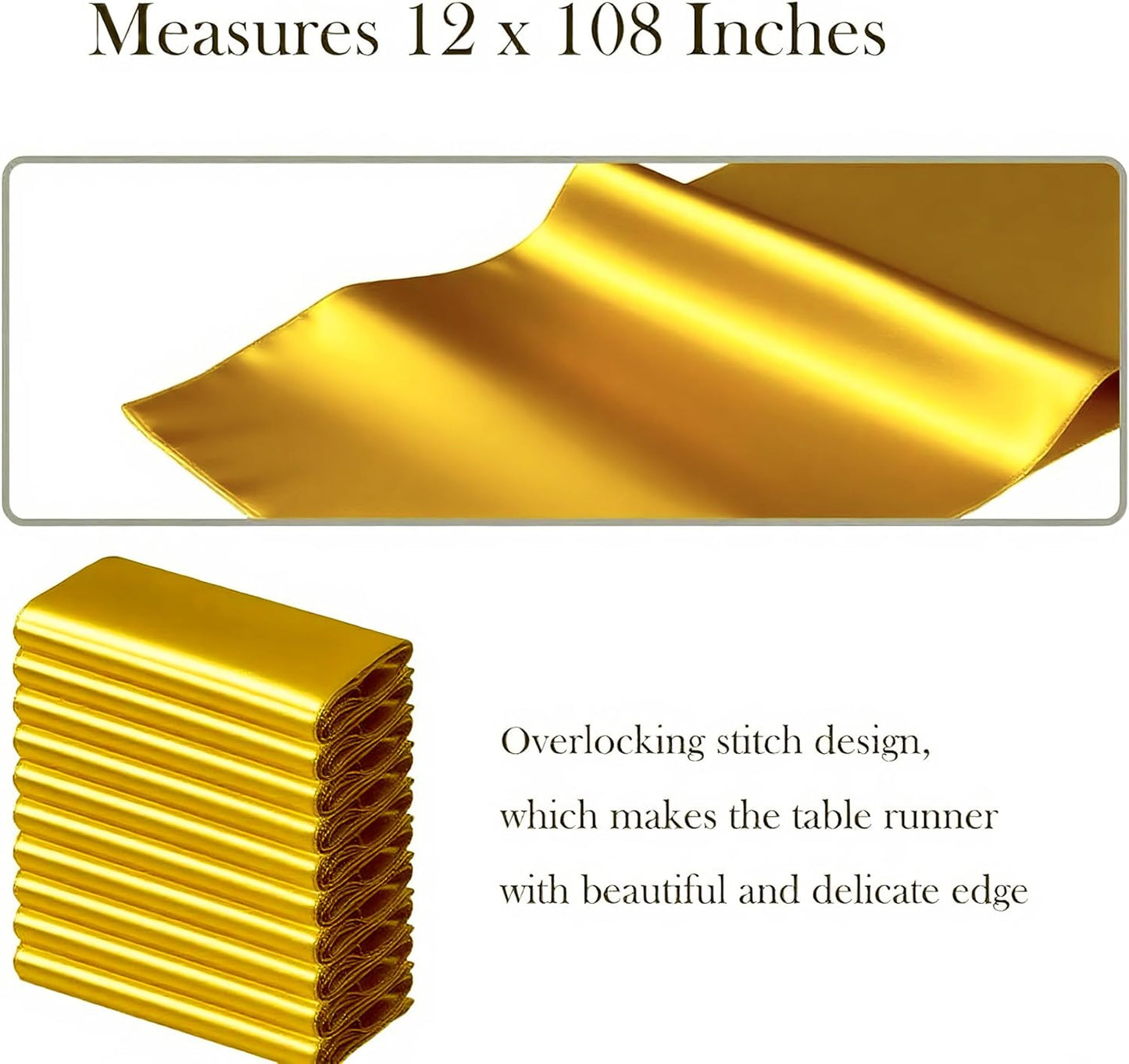 Skiennix Gold Table Runners - 12 X 108 Inches Satin for Weddings, Parties & Events | 10 Pack